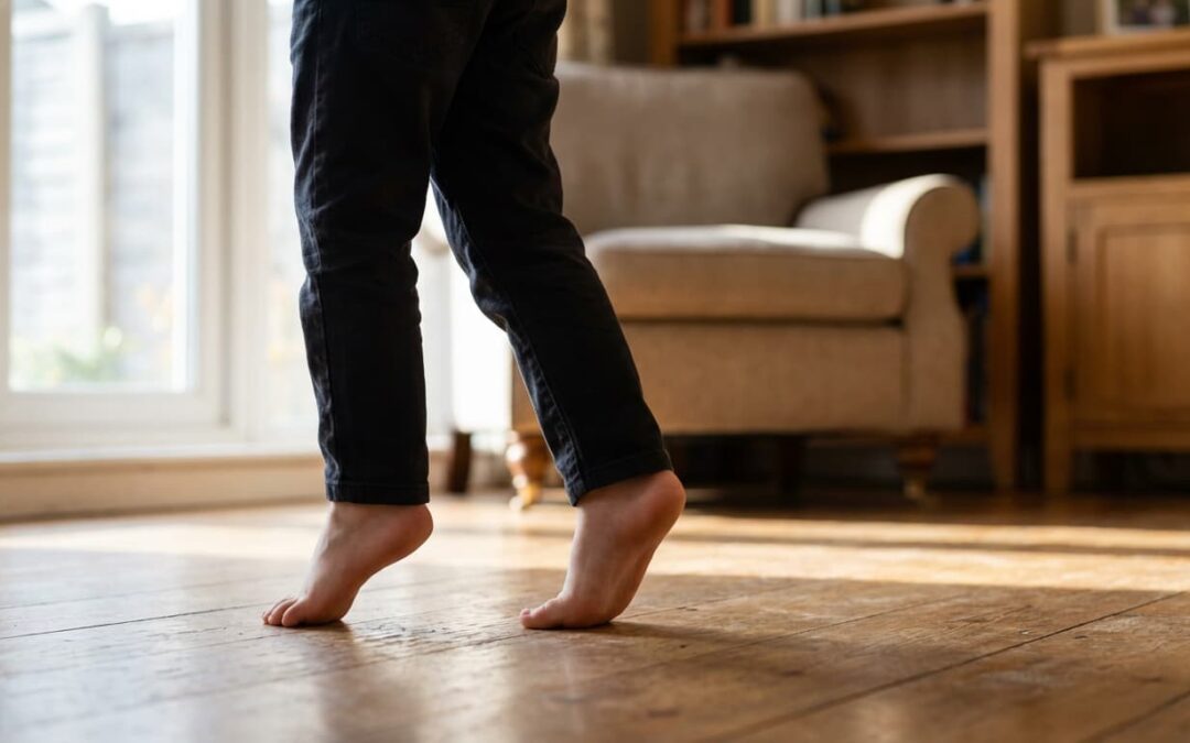 niño pies de puntillas